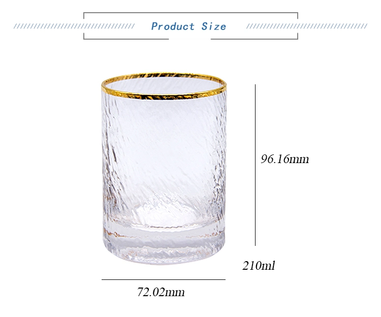 Luxury Gold Rim Glassware Elegant Whisky Glass Tumbler Customized Patteren Glassware Glass Cup for Bar Hotel