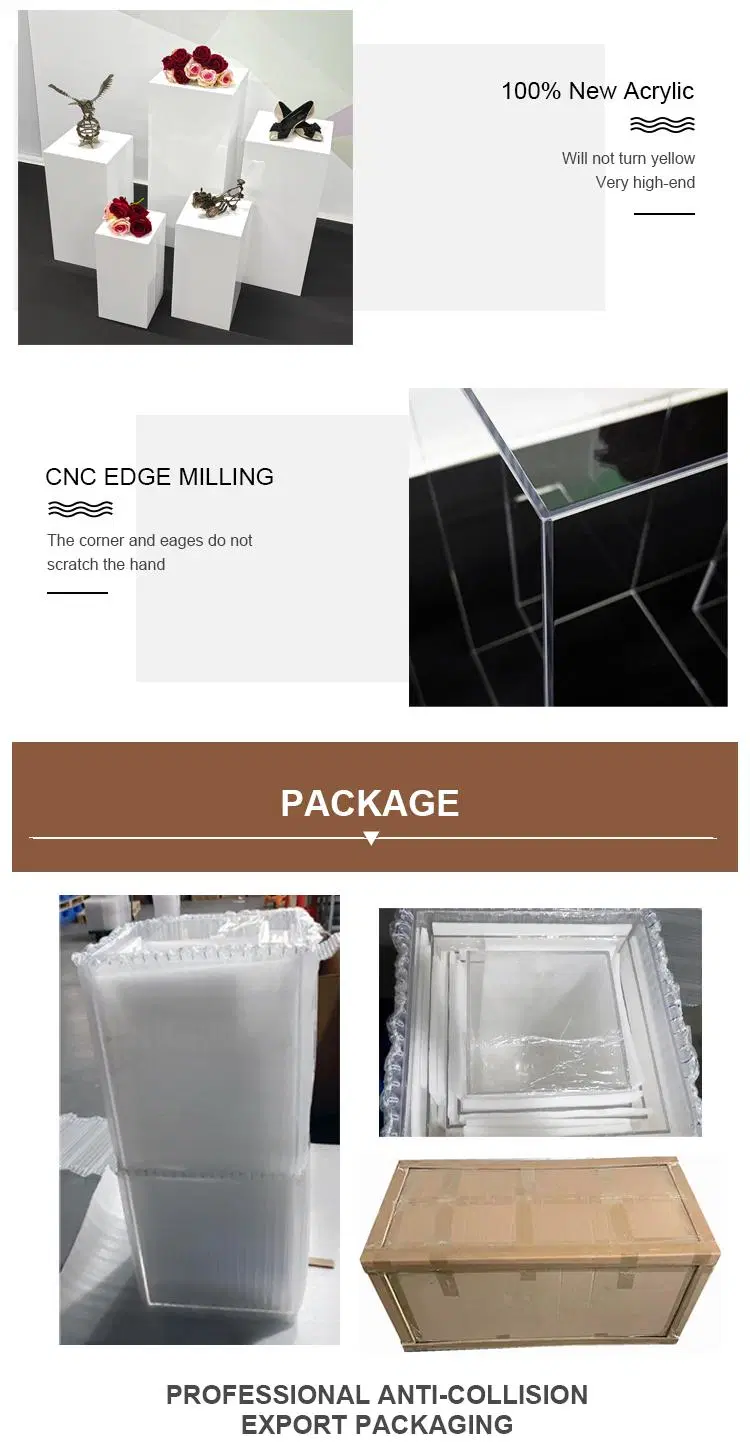 Customized Wedding Transparent Square Custom Clear White Flower Cake Display Acrylic Stand for Store