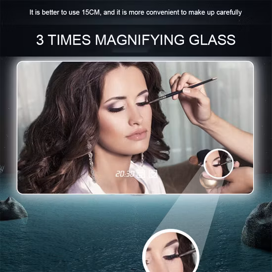 Оптовая продажа ванной комнаты со светодиодной подсветкой и умной подсветкой, мебель для туалетного столика, декоративное настенное стеклянное зеркало