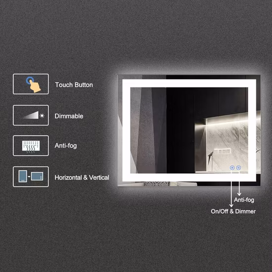 Сертификат CE/UL/cUL для домашнего гостеприимства и отеля. Различная форма. Настенное зеркало со светодиодной подсветкой для ванной комнаты с подсветкой и подсветкой для ванной комнаты.